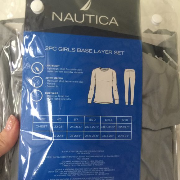 Nautica Girls Base Layer Top & Bottom Long Johns Thermal Underwear Set Size 16+ - Picture 7 of 7